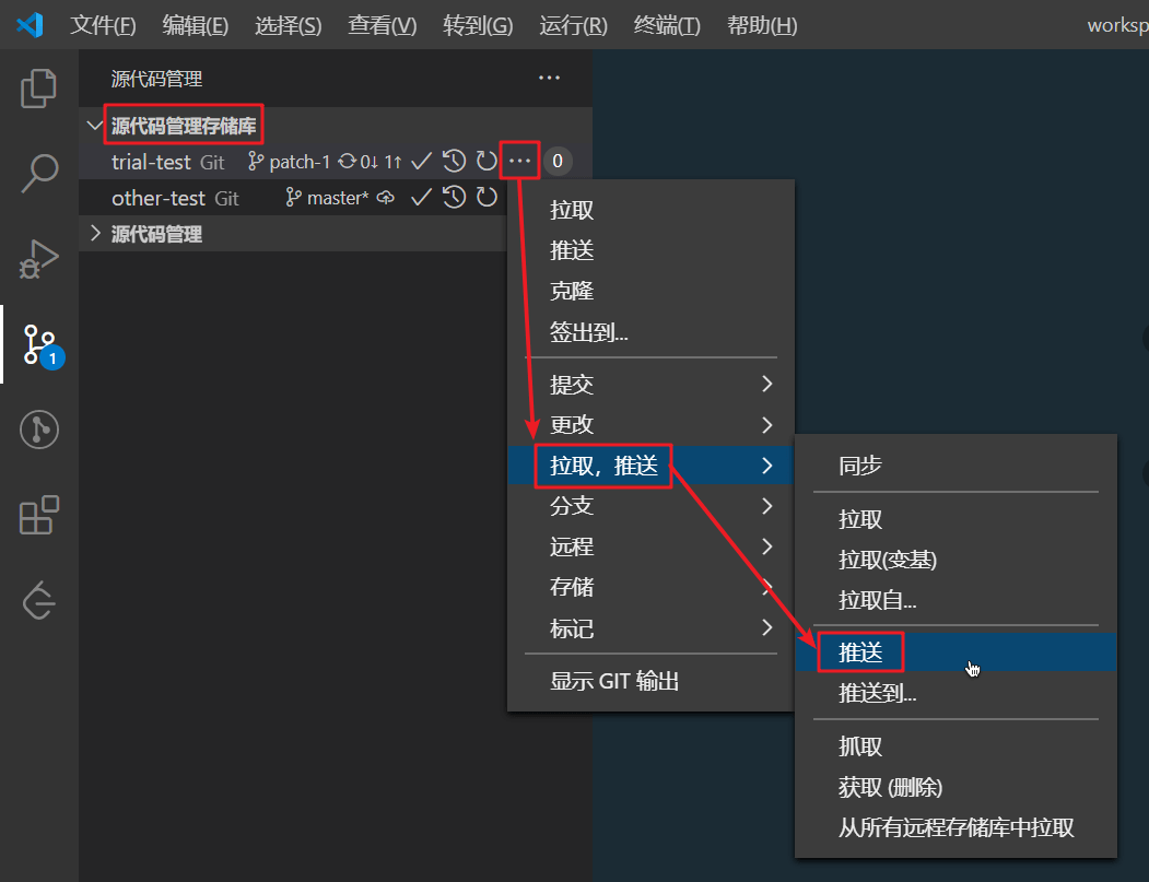 VSCode built-in Git GUI -- Git Push